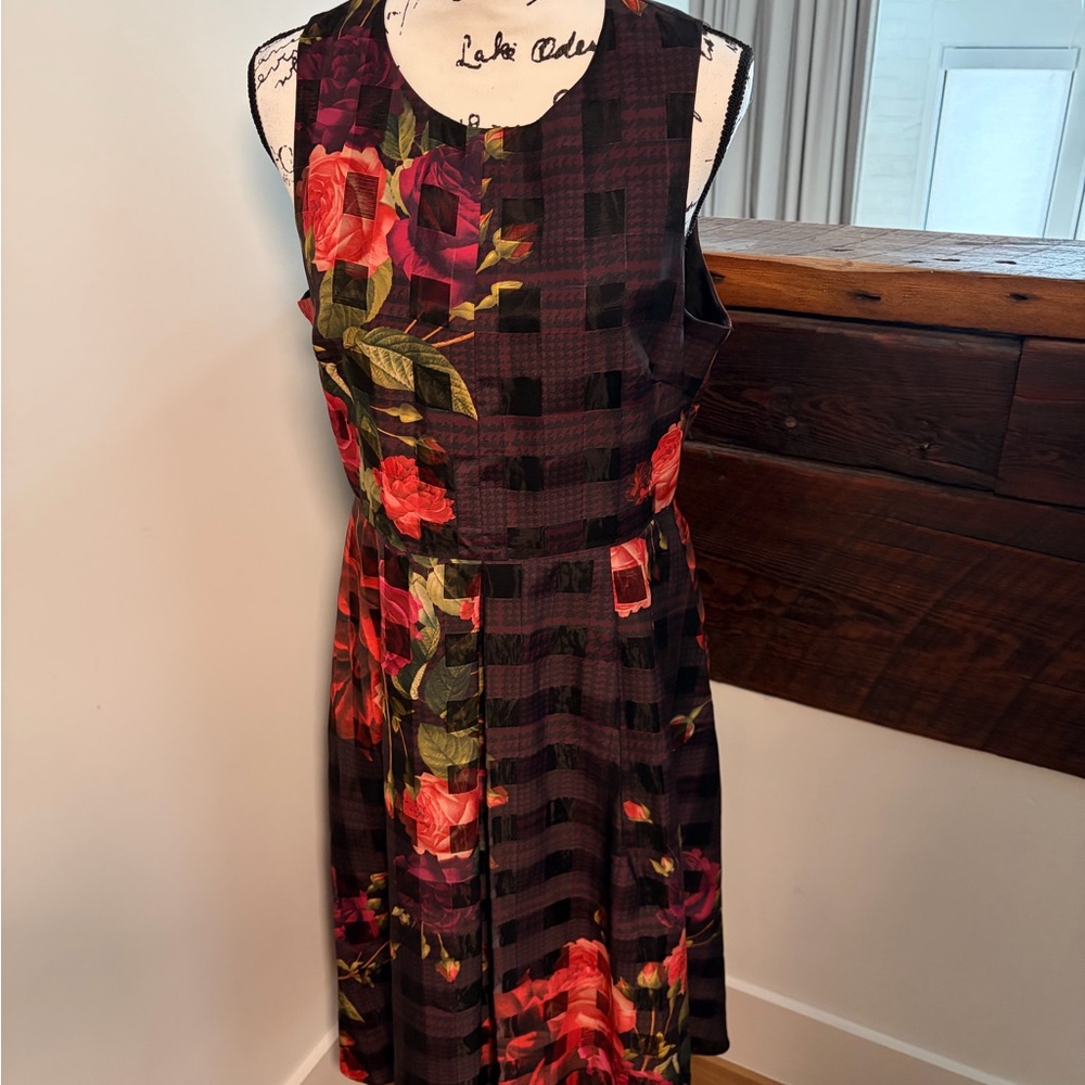 Ted Baker London Mixed-Media Tea-Length Dress - Picture 2 of 4